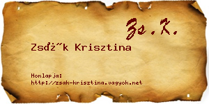 Zsák Krisztina névjegykártya